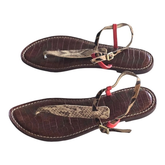 Sam Edelman Sandal Women 8/8.5 Gigi Mixed Animal Print Leather Cheetah Summer - Picture 2 of 10